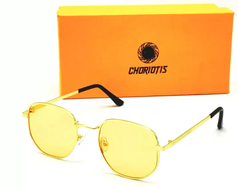 Gold Orange Candy Round Stylish Sunglasses For Men & Women~NON-3548