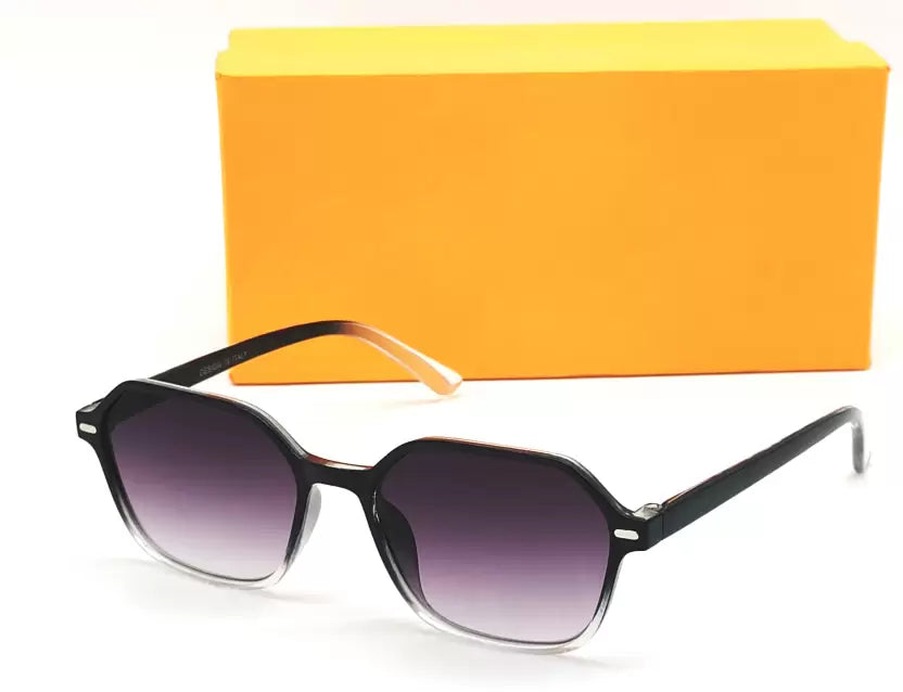 Clear Black Gradient Square Stylish Sunglasses For Men & Women~NON-8780