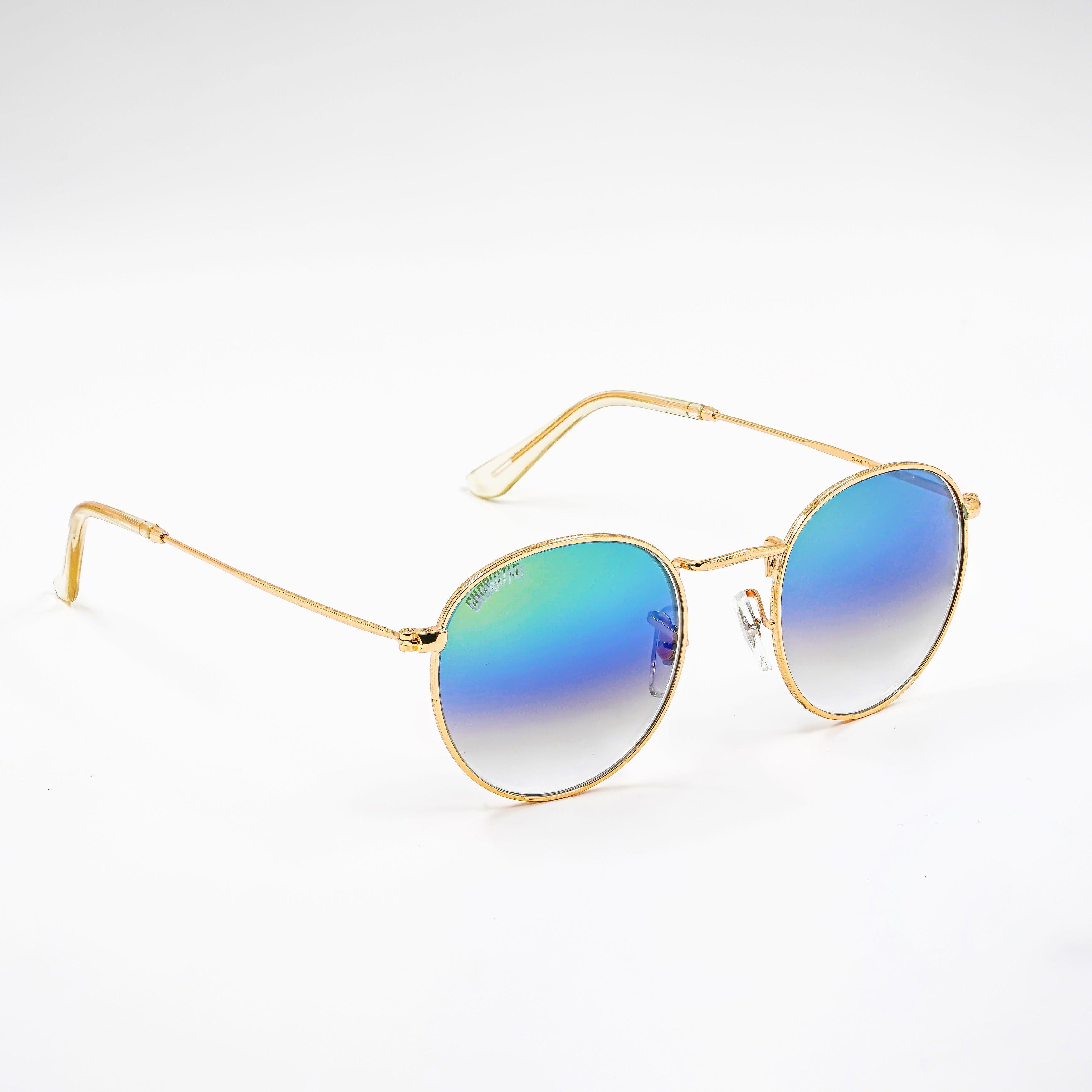 Combo Of Green Blue Gradient & Gold Sunglasses For Men & Women (Pack Of 2 Pieces) ~ Combo