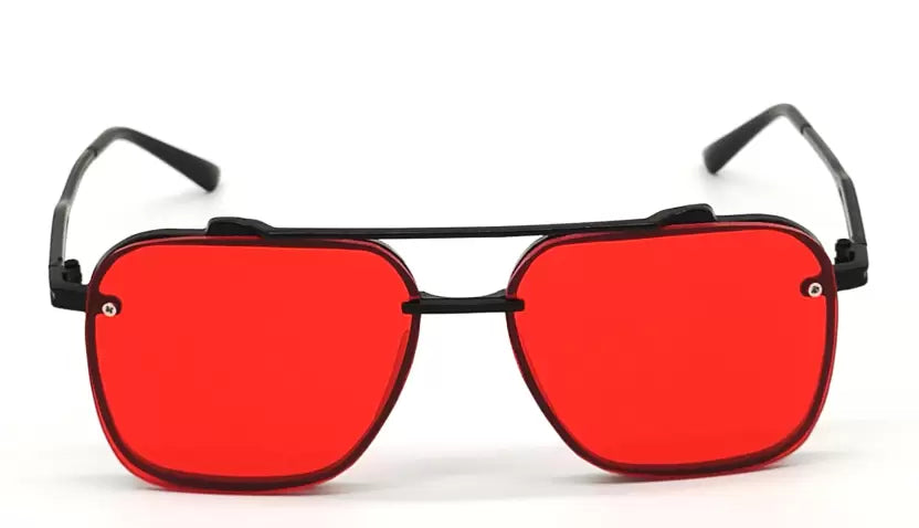 Black Red Candy Retro Square Sunglasses For Men & Women~NON-7005