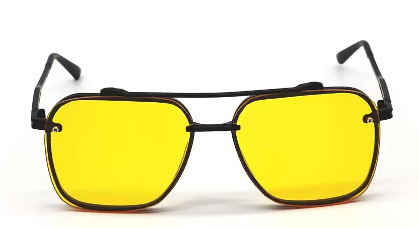 Black Yellow Candy Retro Square Sunglasses For Men & Women~NON-7005