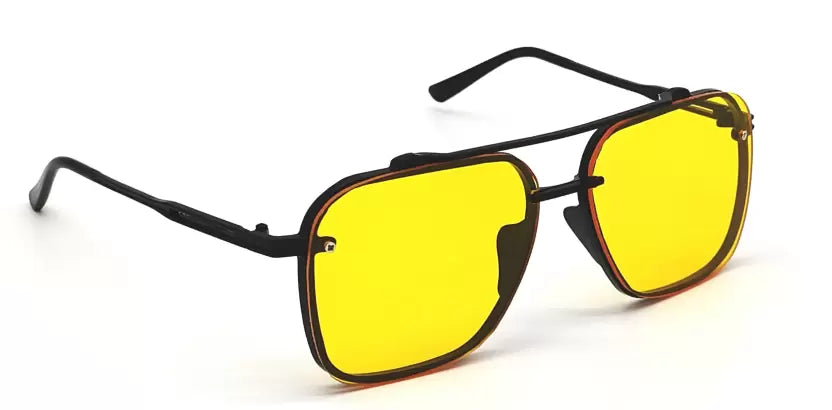 Black Yellow Candy Retro Square Sunglasses For Men & Women~NON-7005