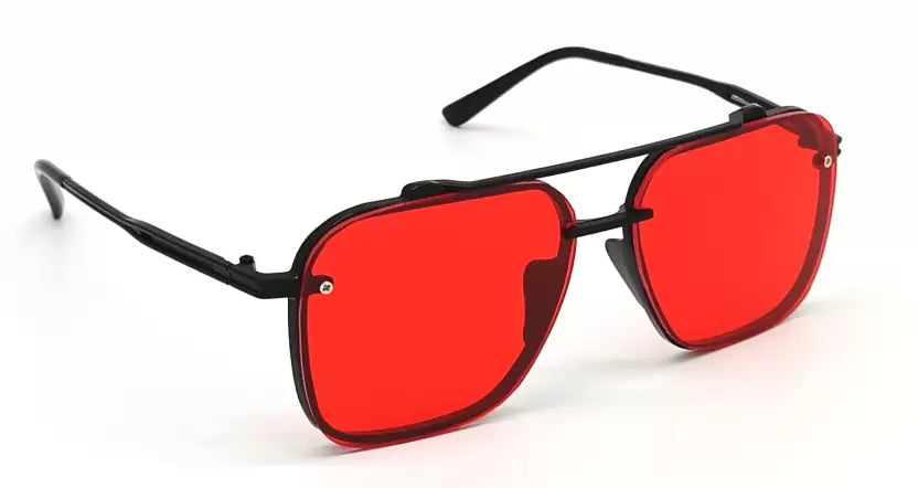 Black Red Candy Retro Square Sunglasses For Men & Women~NON-7005