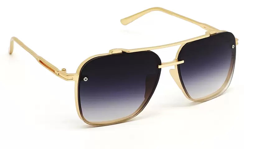 Gold Black Gradient Retro Square Sunglasses For Men & Women~NON-7005