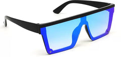 Black Aqua Blue Mercury Retro Square Sunglasses For Men & Women~NON-8238