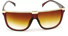 Gold Brown Gradient Square Stylish Sunglasses For Men & Women~NON-16353