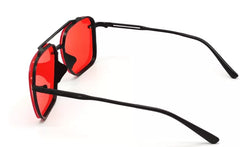 Black Red Candy Retro Square Sunglasses For Men & Women~NON-7005