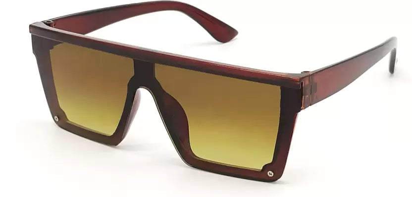 Brown Gradient Retro Square Sunglasses For Men & Women~NON-8238