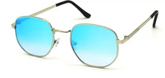 Silver Aqua Blue Mercury Round Stylish Sunglasses For Men & Women~NON-3548