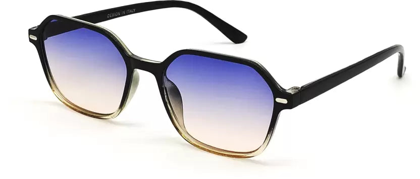 Black Blue Orange Gradient Square Stylish Sunglasses For Men & Women~NON-8780