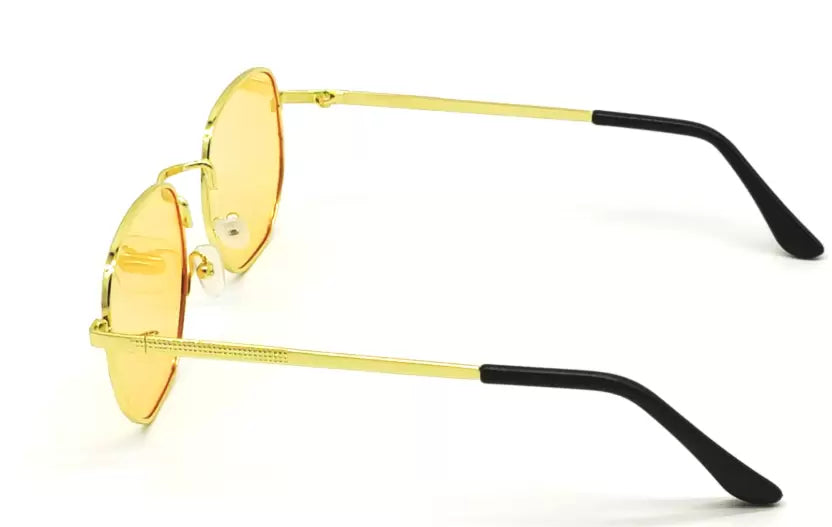 Gold Orange Candy Round Stylish Sunglasses For Men & Women~NON-3548