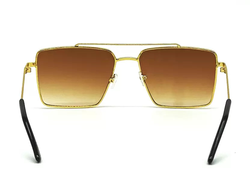 Gold Brown Gradient Square Sunglasses For Men & Women~NON-7761