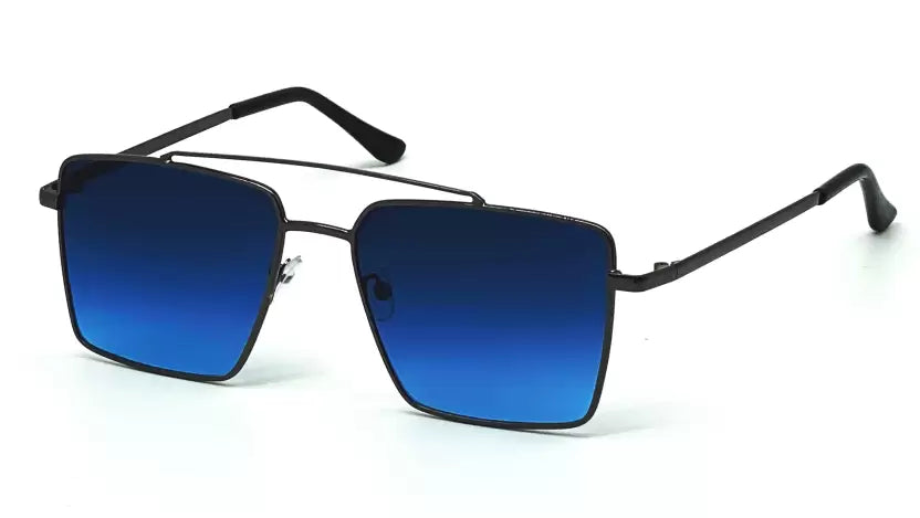 Black Blue Gradient Square Sunglasses For Men & Women~NON-7761