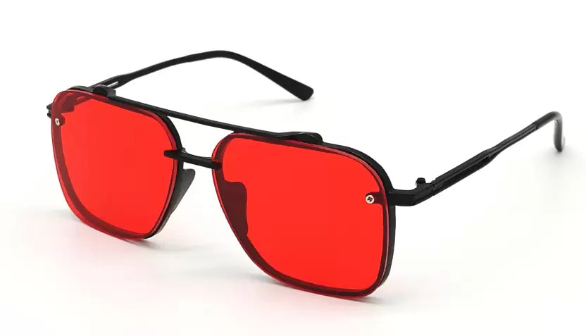 Black Red Candy Retro Square Sunglasses For Men & Women~NON-7005