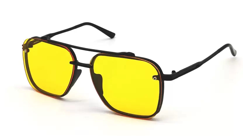 Black Yellow Candy Retro Square Sunglasses For Men & Women~NON-7005