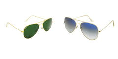 Combo Of Green Blue & Gold Astor Aviator Sunglasses For Men & Women (Pack Of 2 Pieces) ~ Combo