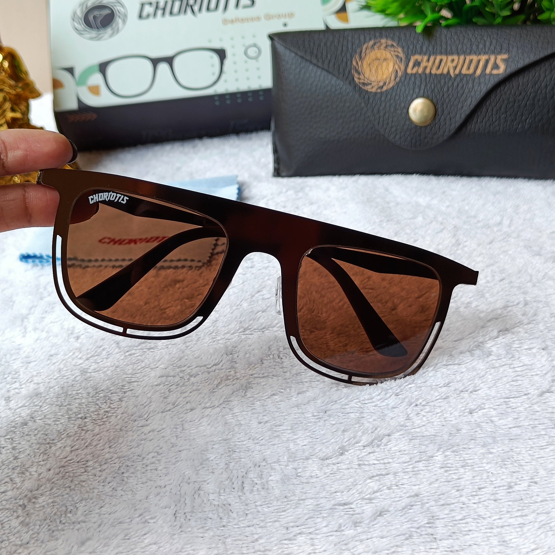 Tissaia Square Full Brown Sunglasses For Men & Women~CT-8236