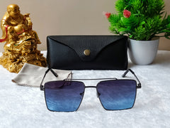 Black Blue Gradient Square Sunglasses For Men & Women~NON-7761