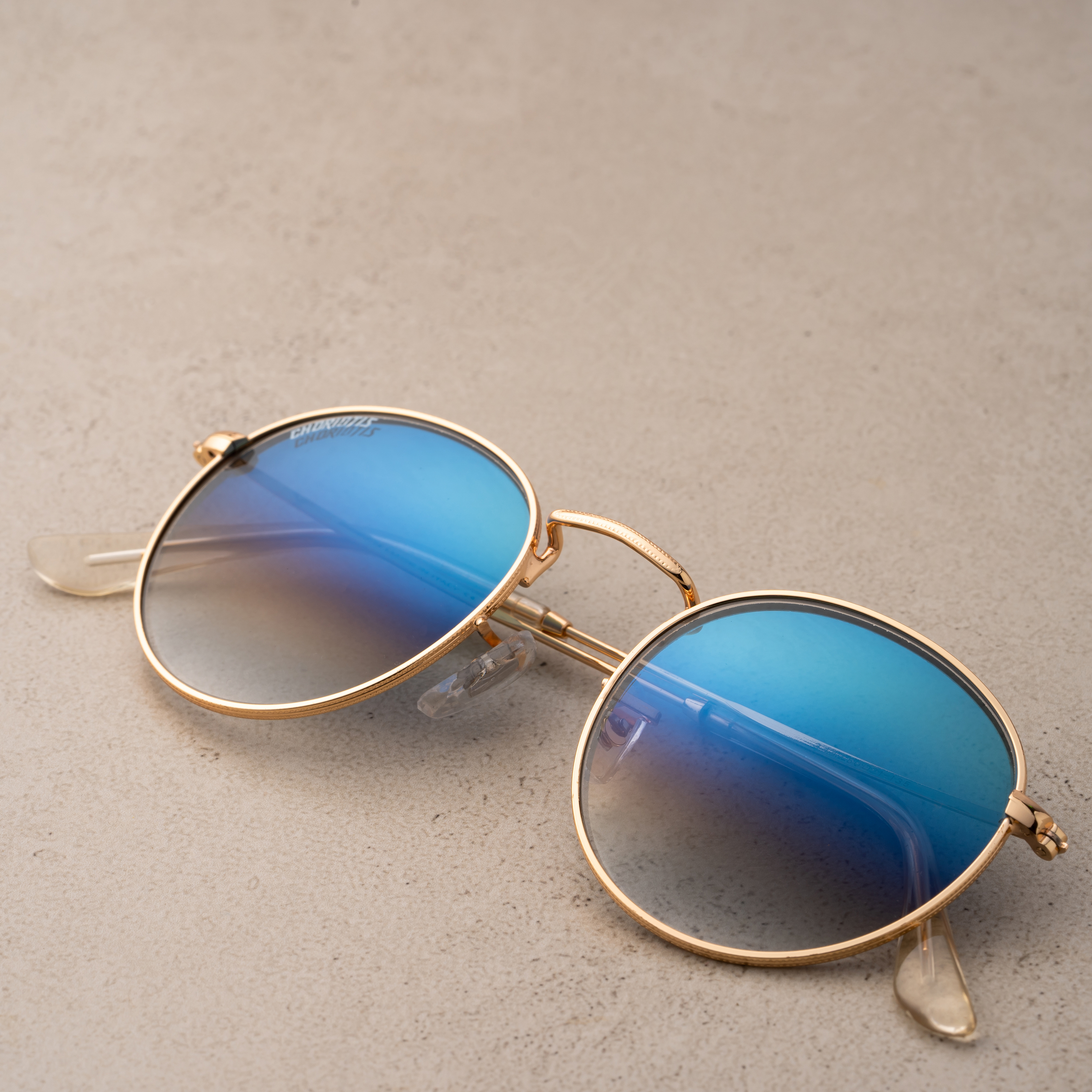 Velaryon Round Blue-Gold Sunglasses For Men & Women~CT-3447