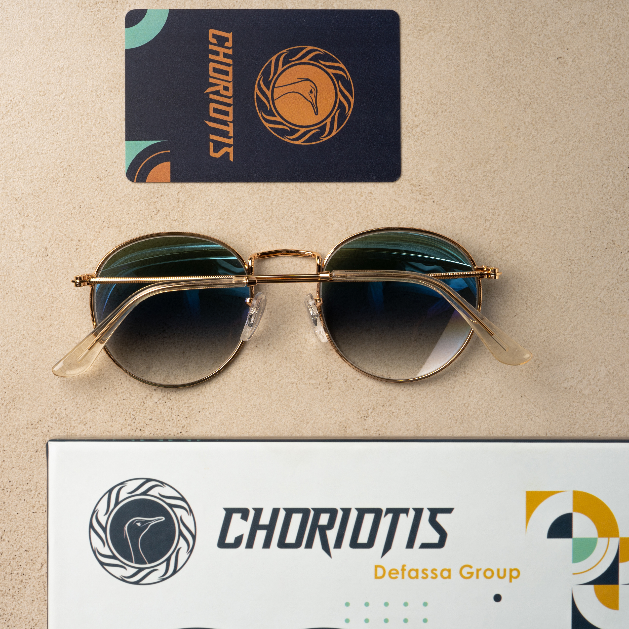 Velaryon Round Blue-Gold Sunglasses For Men & Women~CT-3447