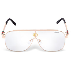 Ghostman Square Transparent-Gold Sunglasses For Men & Women~CT-0039