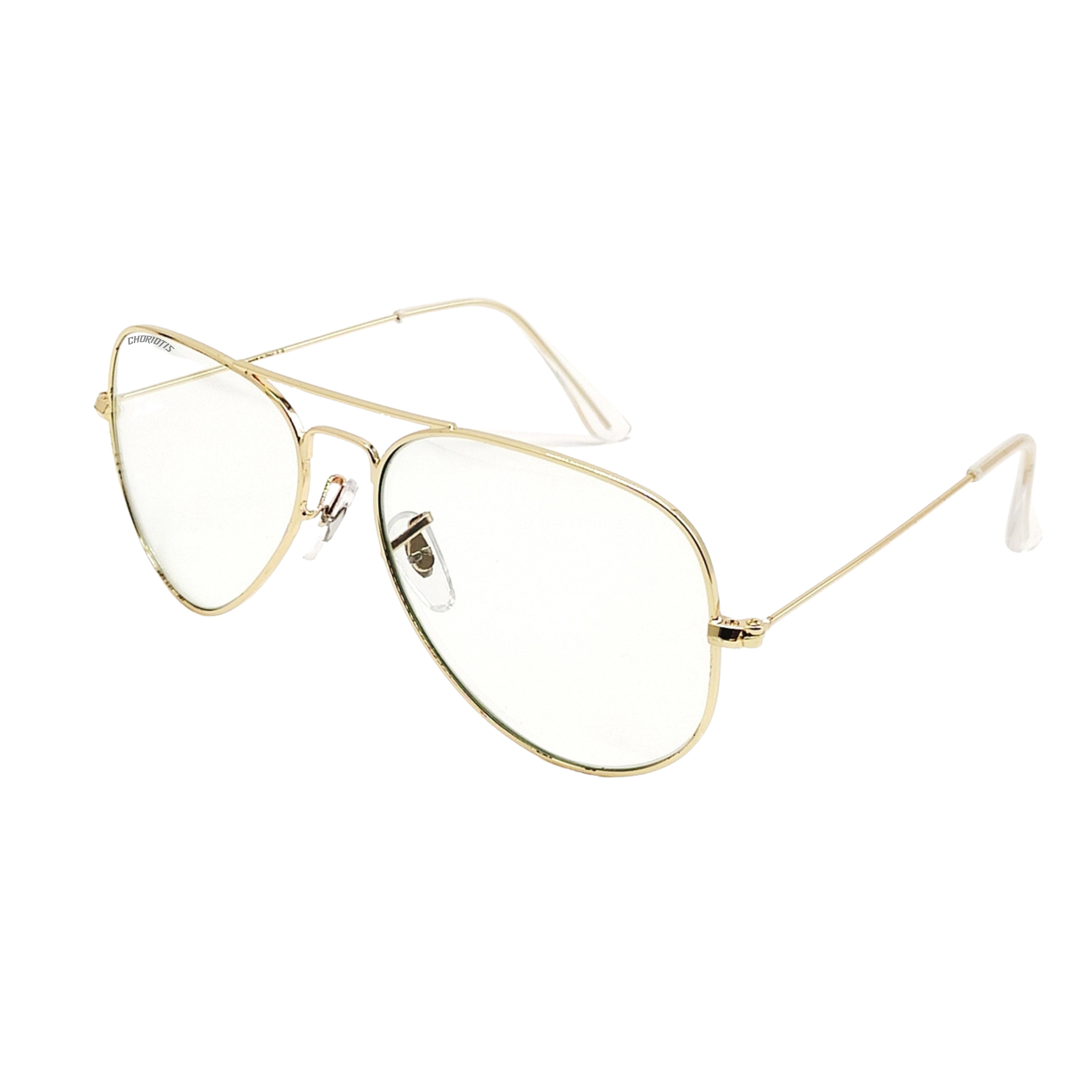 Astor Aviator Transparent-Gold Sunglasses For Men & Women~3026