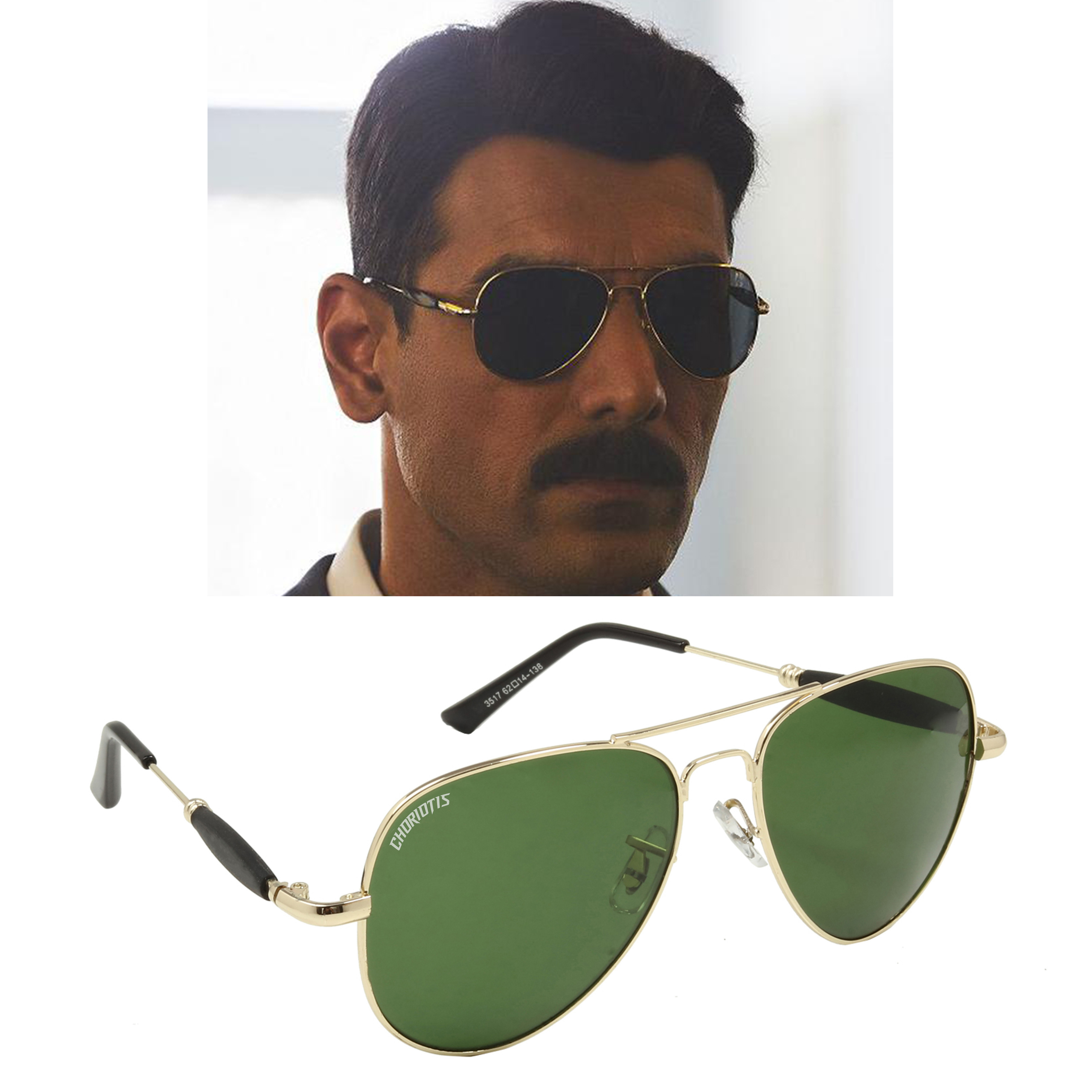 Airospace Aviator Green-Gold Sunglasses For Men & Women~CT-3517