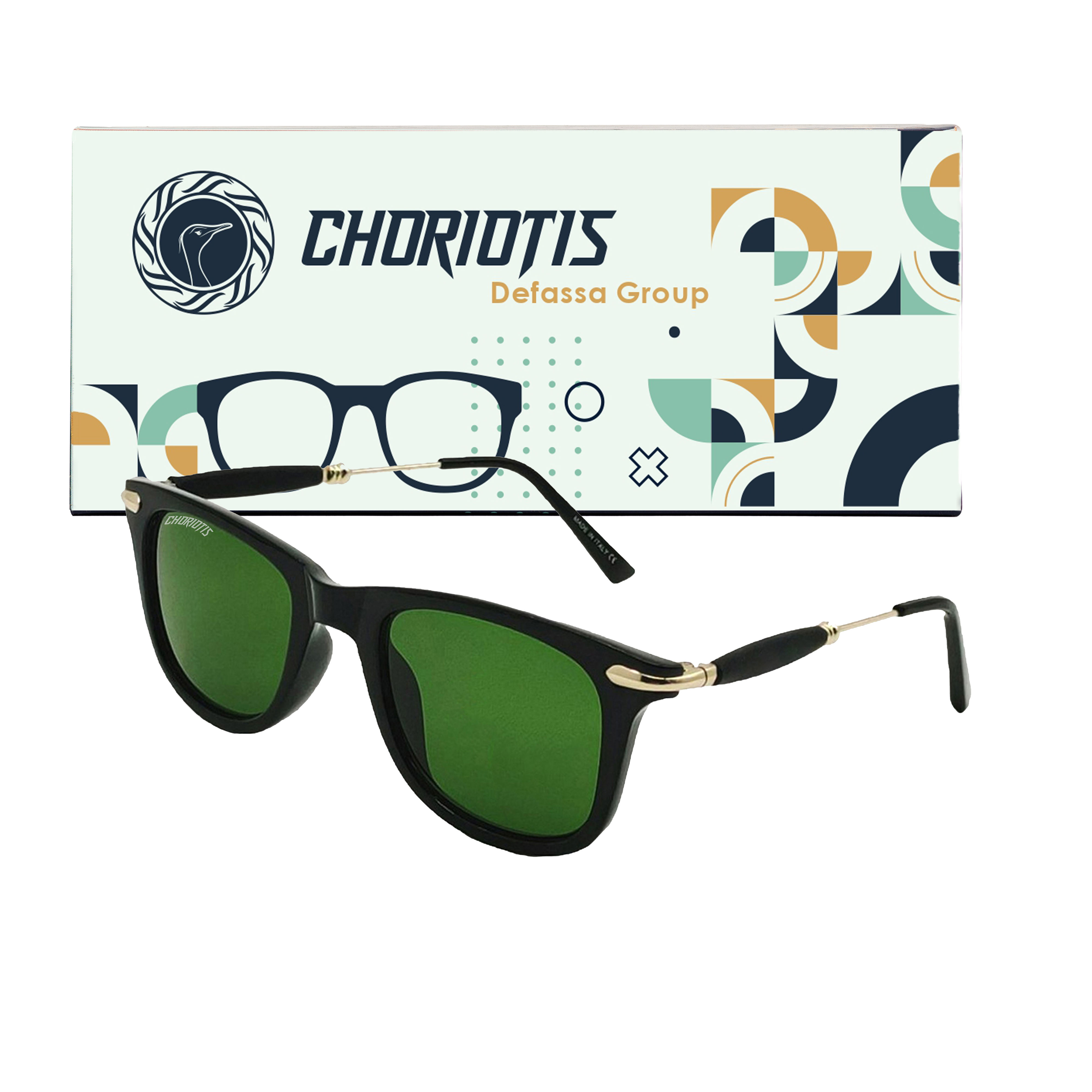 Stucor Square Green-Gold Sunglasses For Men & Women~CT-2148