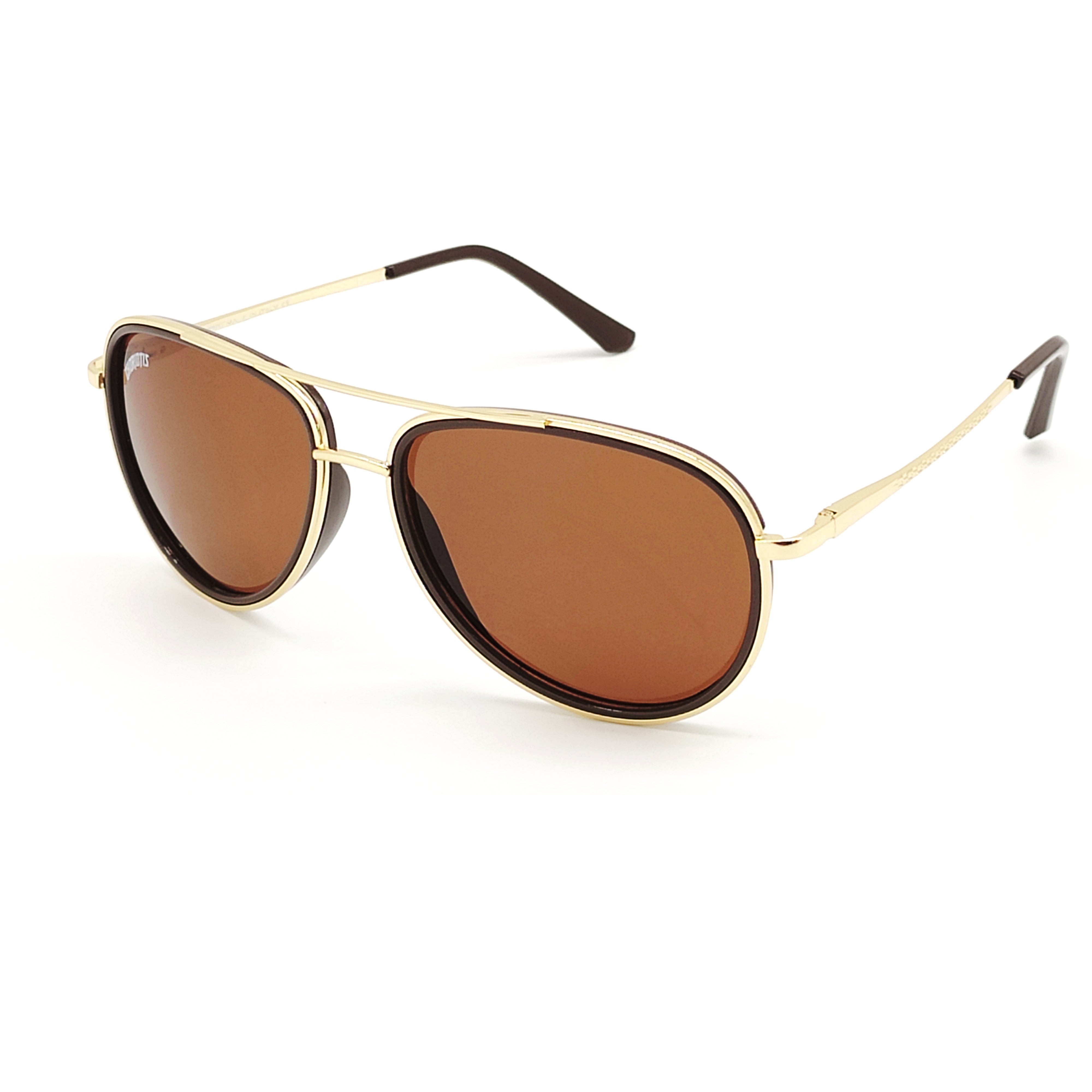 Tissaia Aviator Brown-Gold Sunglasses For Men & Women~CT-3134