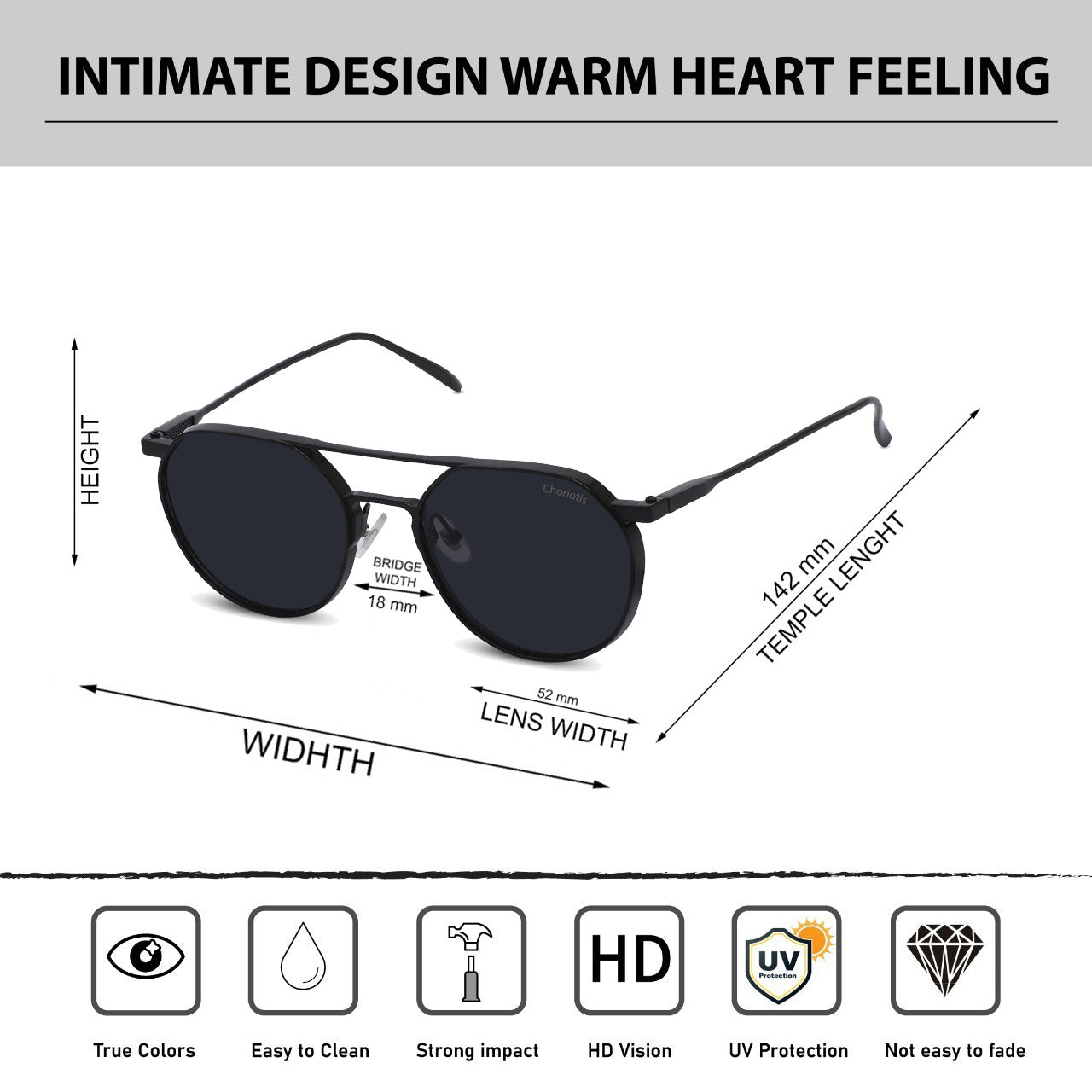 Magnite Round Black-Black Sunglasses For Men & Women~CT-1030