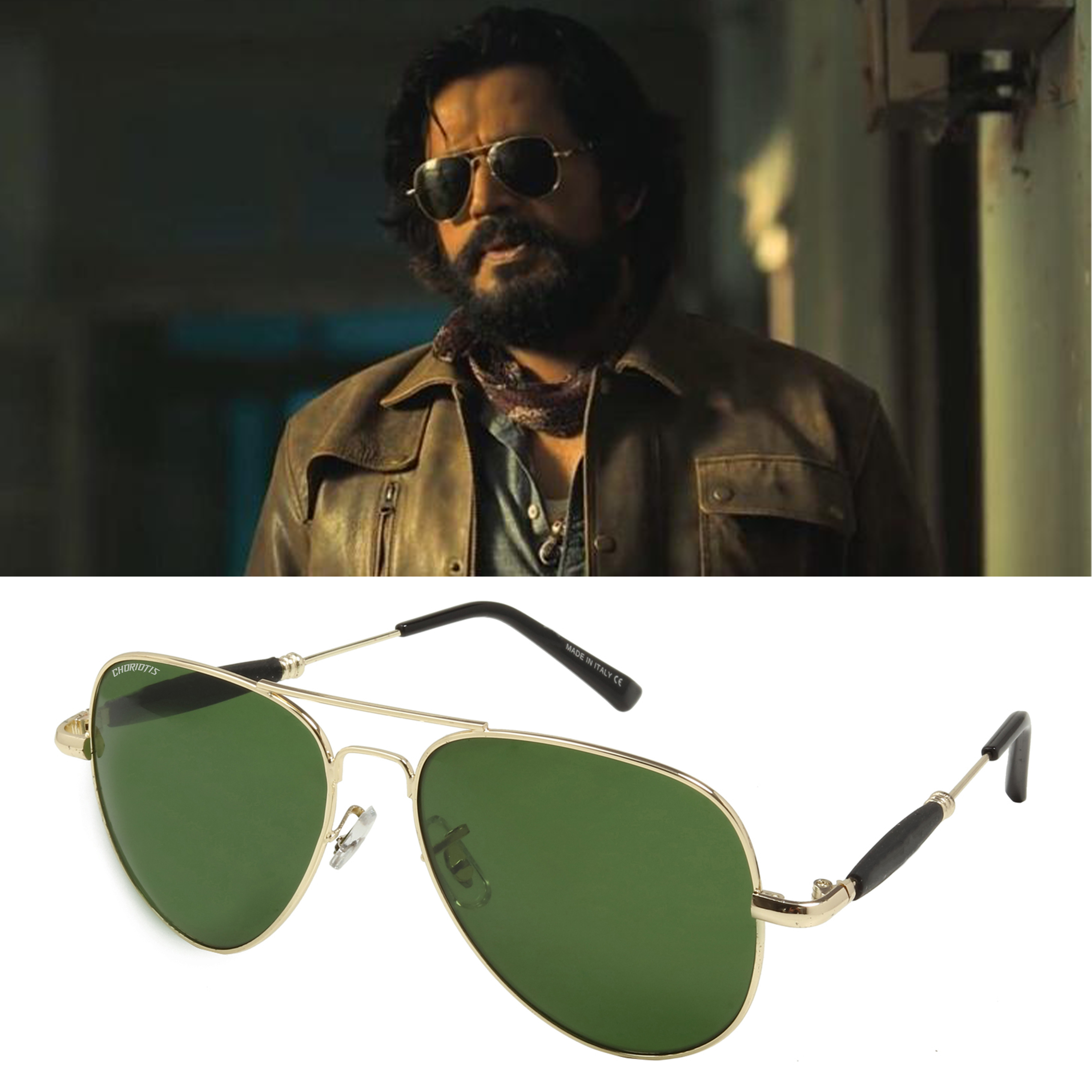 Airospace Aviator Green-Gold Sunglasses For Men & Women~CT-3517