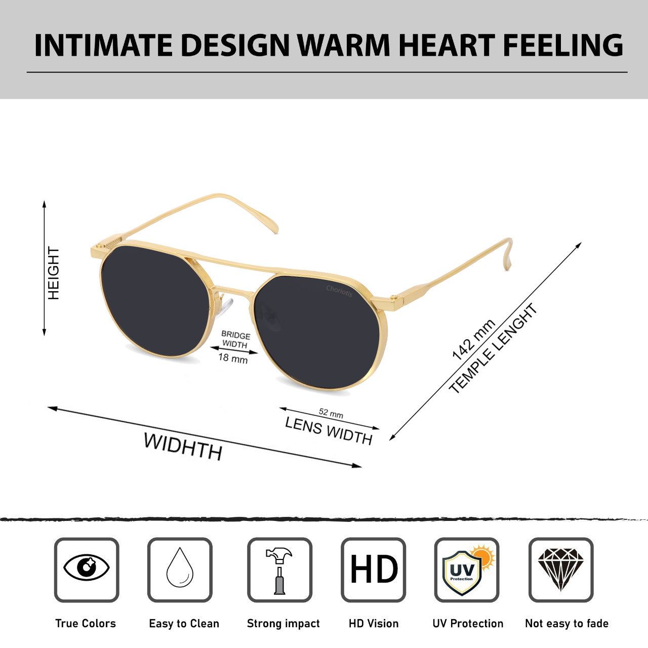 Magnite Round Black-Gold Sunglasses For Men & Women~CT-1030