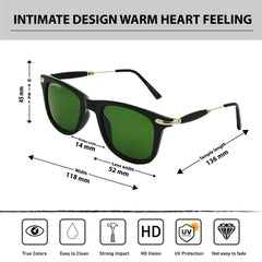 Stucor Square Green-Gold Sunglasses For Men & Women~CT-2148