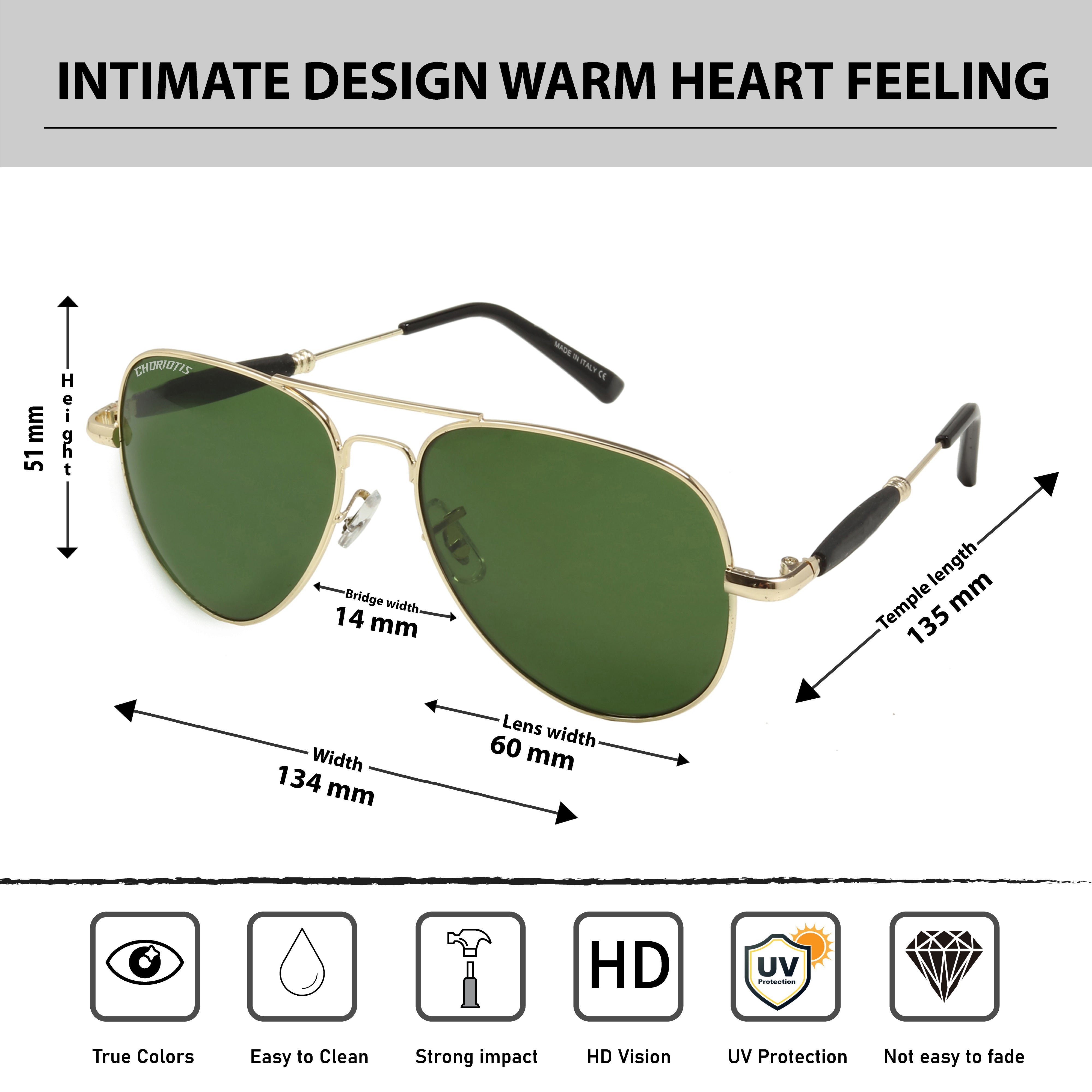 Airospace Aviator Green-Gold Sunglasses For Men & Women~CT-3517