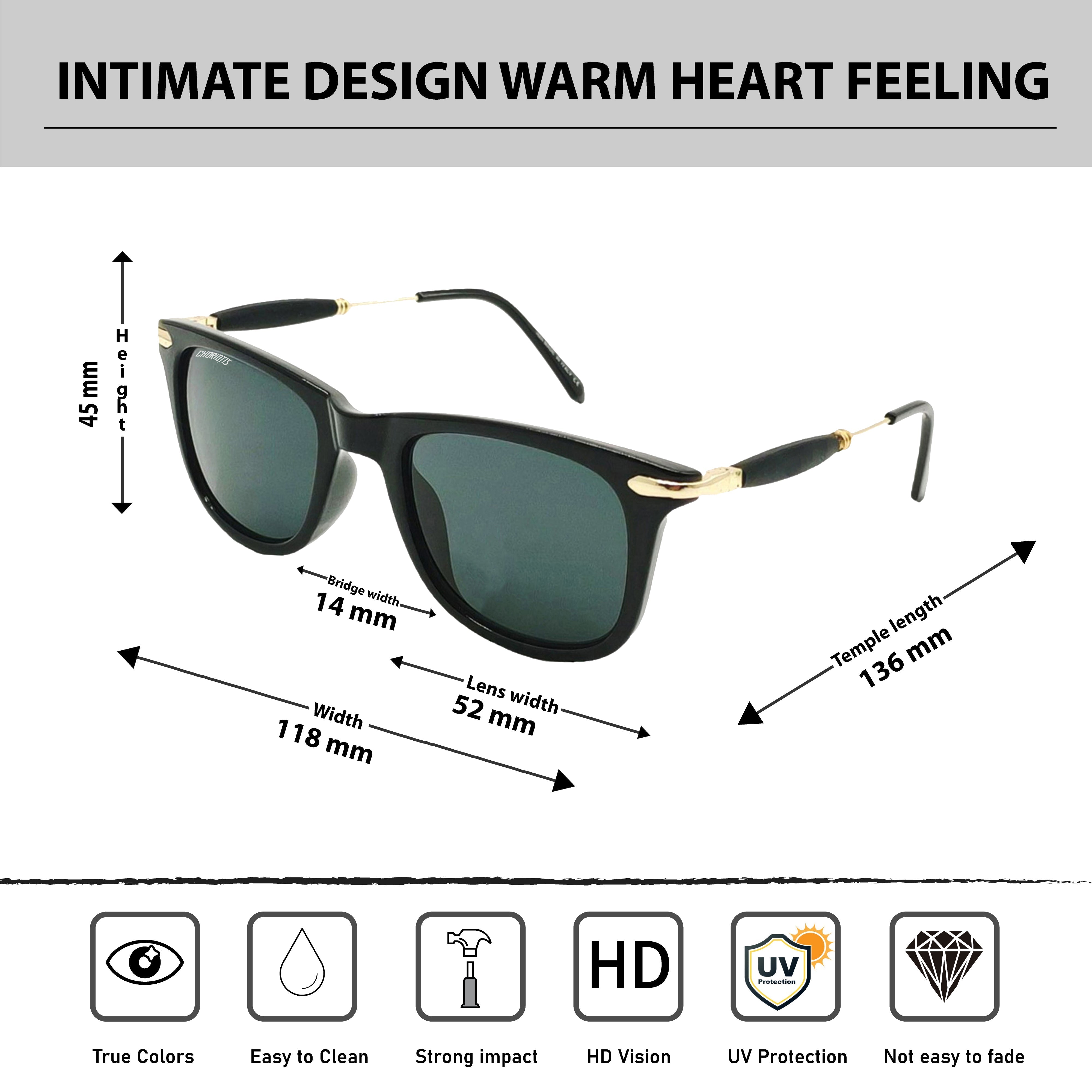 Stucor Square Black-Gold Sunglasses For Men & Women~CT-2148