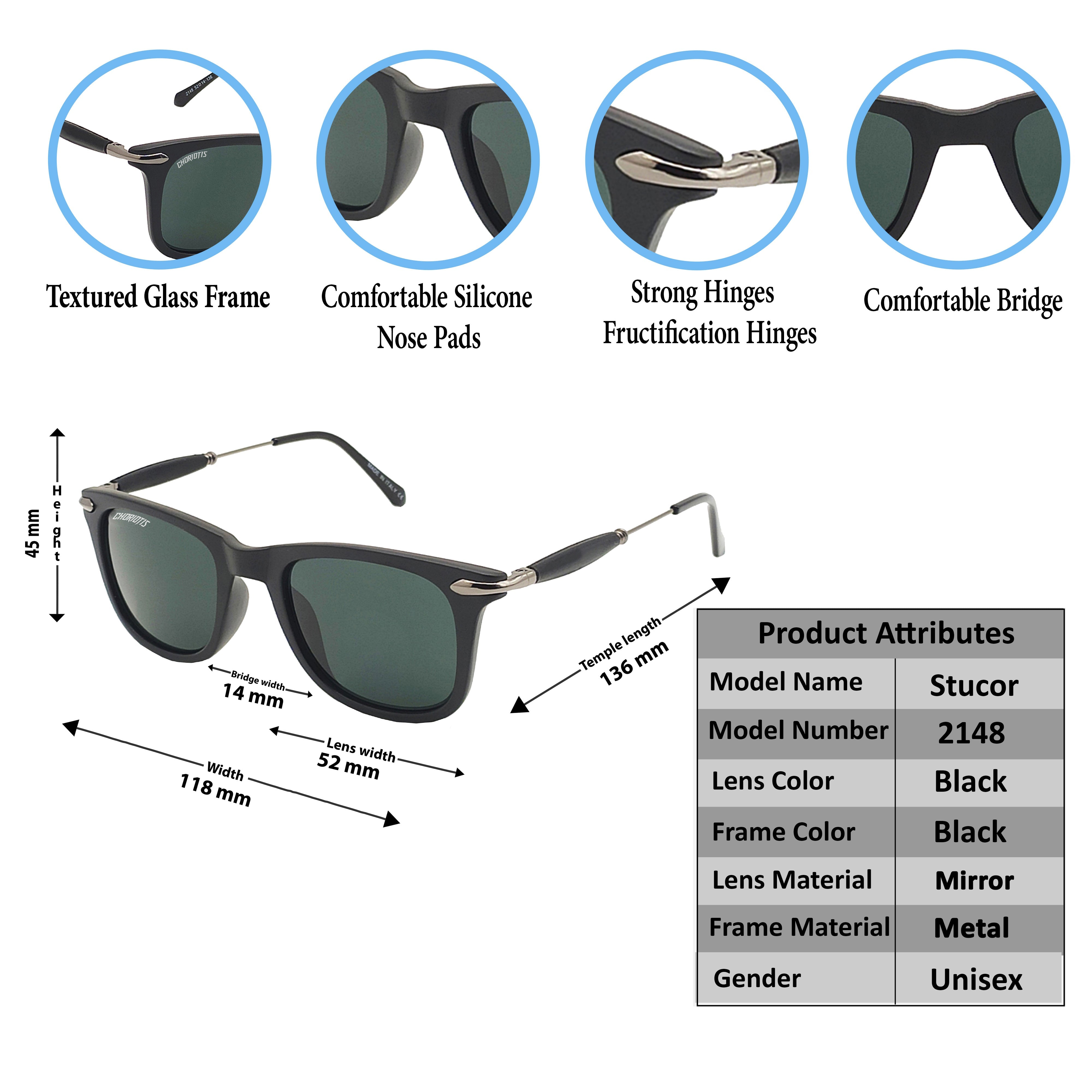 Stucor Square Black-Black Sunglasses For Men & Women~CT-2148