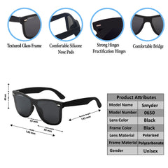 Smyder Square Black-Black Sunglasses For Men & Women~CT-0650