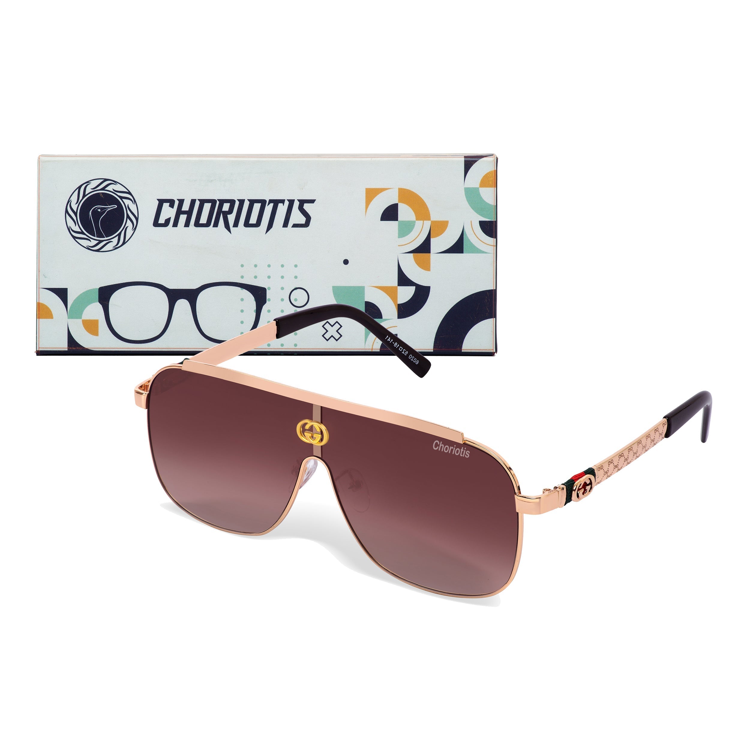 Ghostman Square Brown-Gold Sunglasses For Men & Women~CT-0039